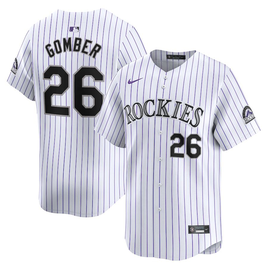 Men Colorado Rockies #26 Austin Gomber Nike White Home Limited Player MLB Jersey
